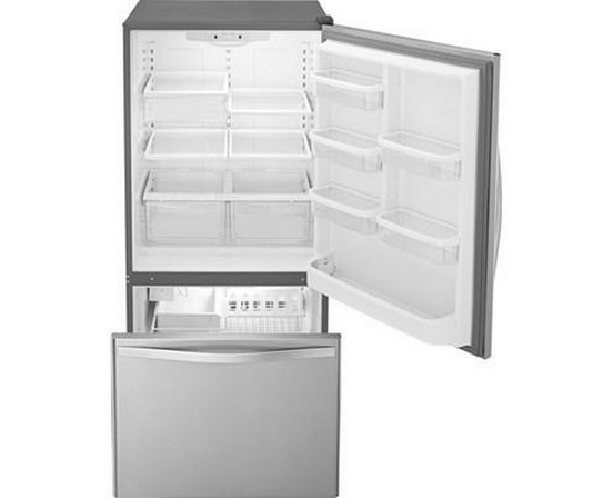 Whirlpool 33-Inch, 22 Cu. Ft. Bottom Freezer Refrigerator With Icemaker - WRB322DMBM