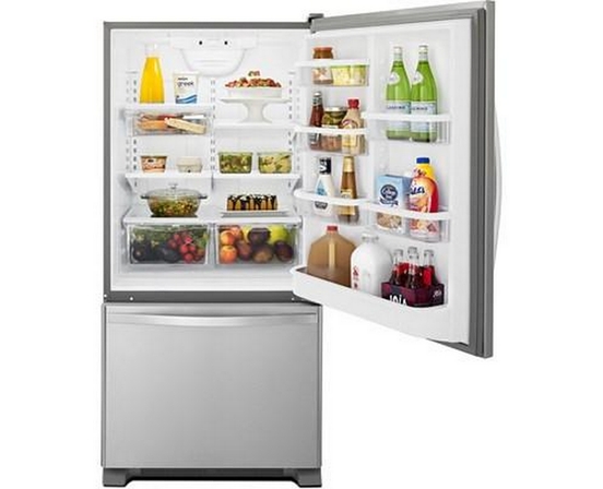 Whirlpool 33-Inch, 22 Cu. Ft. Bottom Freezer Refrigerator With Icemaker - WRB322DMBM