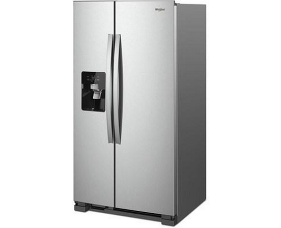 Whirlpool 36-Inch, 24.5 Cu. Ft. Freestanding Side-By-Side Refrigerator With Exterior Ice And Water Dispenser With Everydrop™ Water Filtration - WRS335SDHM