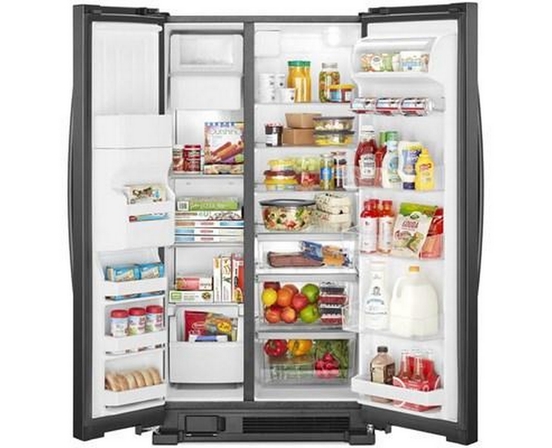 Whirlpool 36-Inch, 24.5 Cu. Ft. Freestanding Side-By-Side Refrigerator With Exterior Ice And Water Dispenser With Everydrop™ Water Filtration - WRS335SDHB