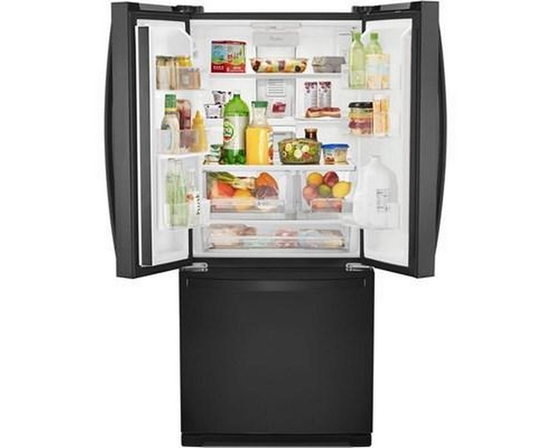 Whirlpool 30-Inch, 19.7 Cu.Ft. Freestanding French 3-Door Refrigerator With Exterior Water Dispenser With Everydrop® Filtration - WRF560SEHB