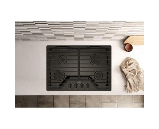 Whirlpool 30-Inch Built-In Gas Cooktop With Ez-2-Lift™ Hinged Cast-Iron Grates - WCGK5030PB