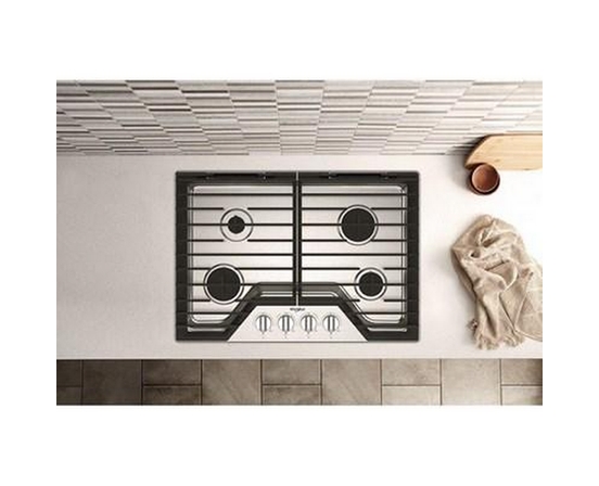 Whirlpool 30-Inch Built-In Gas Cooktop With Ez-2-Lift™ Hinged Cast-Iron Grates - WCGK5030PS