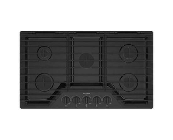 Whirlpool 36-Inch Built-In Gas Cooktop With Ez-2-Lift™ Hinged Cast-Iron Grates - WCGK5036PB