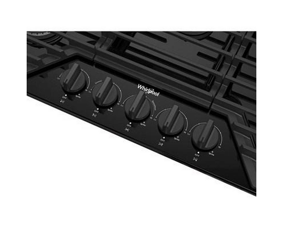 Whirlpool 36-Inch Built-In Gas Cooktop With Ez-2-Lift™ Hinged Cast-Iron Grates - WCGK5036PB
