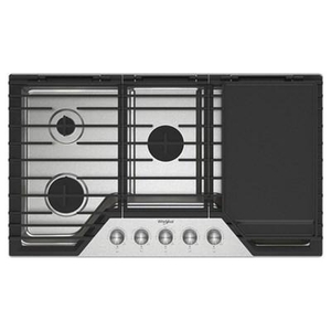 Whirlpool 36-Inch Built-In Gas Cooktop With 2-In-1 Hinged Grate To Griddle - WCGK7536PS