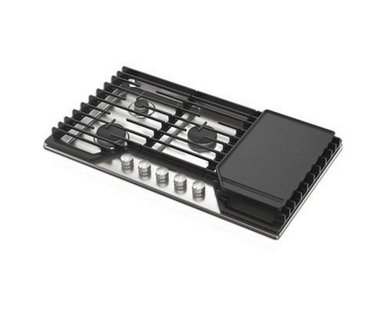 Whirlpool 36-Inch Built-In Gas Cooktop With 2-In-1 Hinged Grate To Griddle - WCGK7536PS