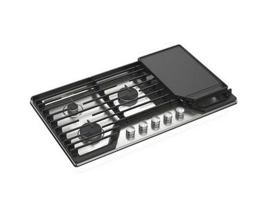 Whirlpool 36-Inch Built-In Gas Cooktop With 2-In-1 Hinged Grate To Griddle - WCGK7536PS