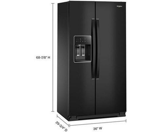 Whirlpool 36-Inch, 21 Cu. Ft. Side-By-Side Refrigerator With Water And Ice Dispenser - WRSC5536RB