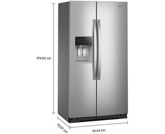 Whirlpool 36-Inch, 21 Cu. Ft. Side-By-Side Refrigerator With Water And Ice Dispenser - WRSC5536RZ