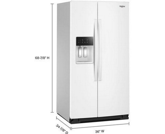 Whirlpool 36-Inch, 28 Cu. Ft. Side-By-Side Refrigerator With Water And Ice Dispenser - WRSF5536RW