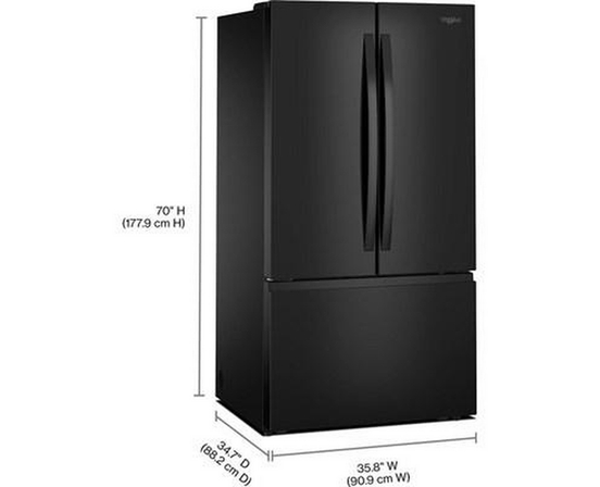 Whirlpool 36-Inch, 31 Cu. Ft. Freestanding French 3-Door Refrigerator With Interior Ice Maker - WRFF3136SB