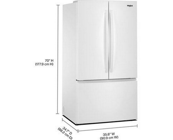 Whirlpool 36-Inch, 31 Cu. Ft. Freestanding French 3-Door Refrigerator With Interior Ice Maker - WRFF3136SW