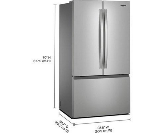 Whirlpool 36-Inch, 31 Cu. Ft. Freestanding French 3-Door Refrigerator With Interior Ice Maker - WRFF3136SZ