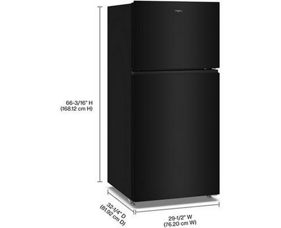 Whirlpool 29.5-Inch, 19 Cu. Ft. Top Freezer Refrigerator With Total Coverage Cooling - WRTX5419SB
