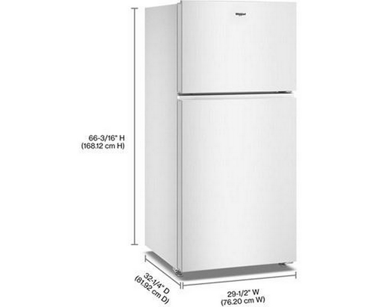 Whirlpool 29.5-Inch, 19 Cu. Ft. Top Freezer Refrigerator With Total Coverage Cooling - WRTX5419SW