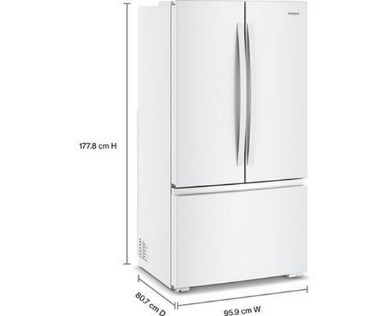 Whirlpool 36-Inch, 24 Cu. Ft. Counter-Depth French 3-Door Refrigerator - WRFC3036RW