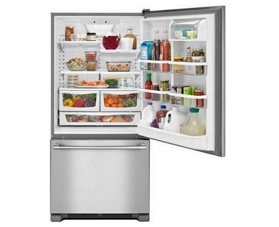 Maytag 33-Inch, 22.1 Cu. Ft. Bottom Freezer Refrigerator With Ice And Water - MBF2258FEZ