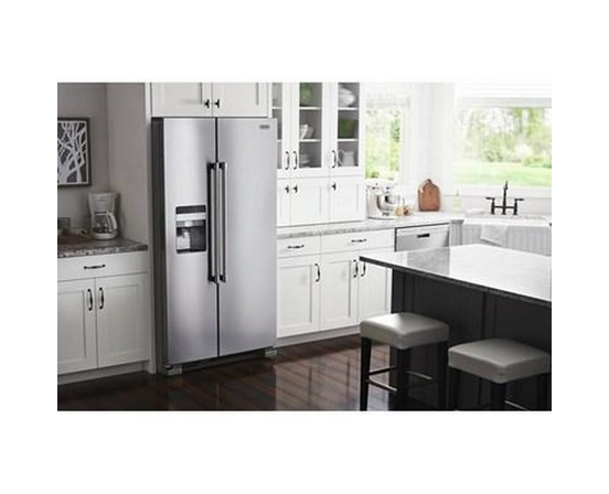 Maytag 36-Inch, 25 Cu.Ft. Freestanding Side-By-Side Refrigerator With External Water And Ice Dispensing System - MSS25C4MGZ