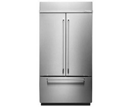 KitchenAid 43-Inch, 24.2 Cu.Ft. Built-In French 3-Door Refrigerator With Platinum Interior Design - KBFN502ESS
