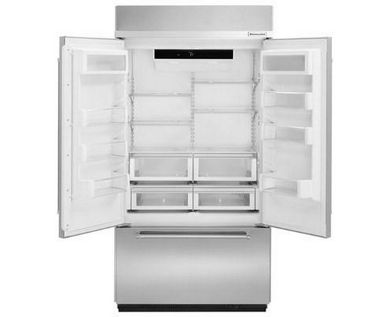 KitchenAid 43-Inch, 24.2 Cu.Ft. Built-In French 3-Door Refrigerator With Platinum Interior Design - KBFN502ESS