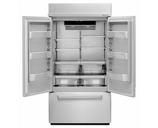 KitchenAid 43-Inch, 24.2 Cu.Ft. Built-In French 3-Door Refrigerator With Platinum Interior Design - KBFN502ESS
