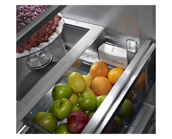 KitchenAid 43-Inch, 24.2 Cu.Ft. Built-In French 3-Door Refrigerator With Platinum Interior Design - KBFN502ESS