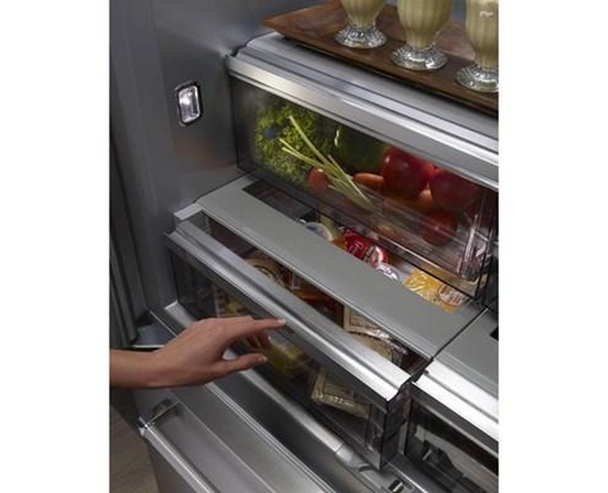 KitchenAid 43-Inch, 24.2 Cu.Ft. Built-In French 3-Door Refrigerator With Platinum Interior Design - KBFN502ESS