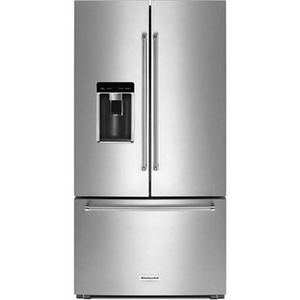 KitchenAid 36-Inch, 23.8 Cu. Ft. Counter-Depth French 3-Door Refrigerator With Ice And Water Dispensing System - KRFC704FPS