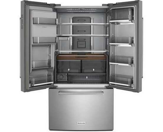 KitchenAid 36-Inch, 23.8 Cu. Ft. Counter-Depth French 3-Door Refrigerator With Ice And Water Dispensing System - KRFC704FPS