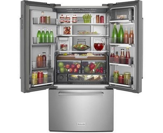 KitchenAid 36-Inch, 23.8 Cu. Ft. Counter-Depth French 3-Door Refrigerator With Ice And Water Dispensing System - KRFC704FPS