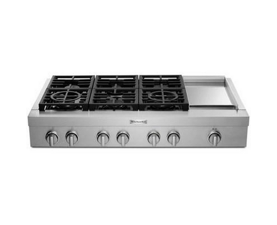 KitchenAid 48-Inch Gas Rangetop With Griddle - KCGC558JSS