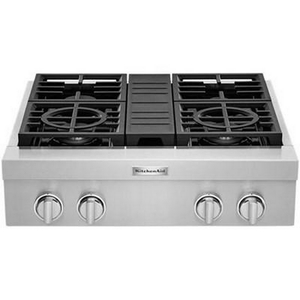 KitchenAid 30-Inch Built-In Gas Rangetop With Ultra Power™ Dual-Flame Burners - KCGC500JSS