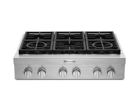 KitchenAid 36-Inch Built-In Gas Rangetop With Ultra Power™ Dual-Flame Burners - KCGC506JSS