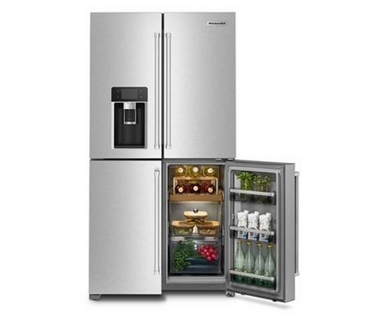 KitchenAid 36-Inch, 19.4 Cu. Ft. Counter-Depth French 4-Door Refrigerator With Water And Ice Dispensing System - KRQC736RPS