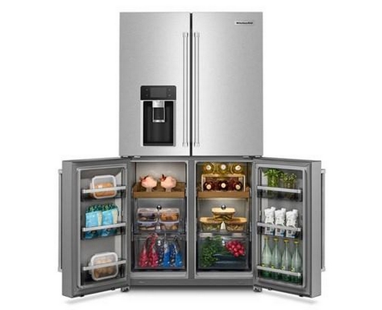 KitchenAid 36-Inch, 19.4 Cu. Ft. Counter-Depth French 4-Door Refrigerator With Water And Ice Dispensing System - KRQC736RPS