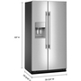 KitchenAid 36-Inch, 21 Cu. Ft. Counter-Depth, Side-By-Side Refrigerator With Ice And Water Dispenser - KRSC536RPS