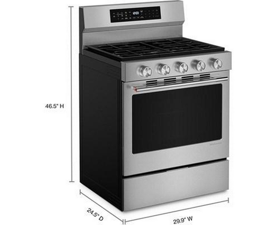 KitchenAid 30-Inch Smart Freestanding Gas Range With Convection - KFGS530SPS