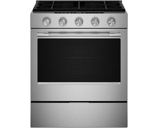 KitchenAid 30-Inch Smart Slide-In Gas Range With Convection Cooking Modes - KSGS330SPS