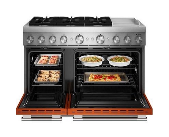 KitchenAid 48-Inch Freestanding Commercial-Style Dual-Fuel Range With Griddle - KFDD948SSC