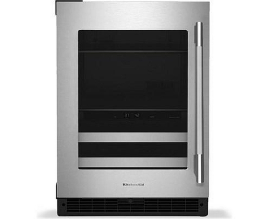 KitchenAid 4.8 Cu. Ft. Undercounter Beverage Center With Glass Door And Wood-Front Racks - KUBL524SSB