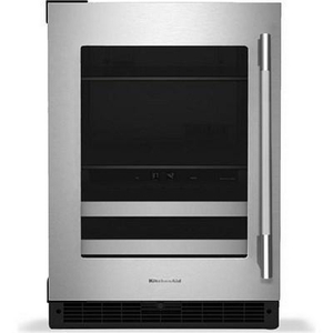 KitchenAid 4.8 Cu. Ft. Undercounter Beverage Center With Glass Door And Wood-Front Racks - KUBL524SSB