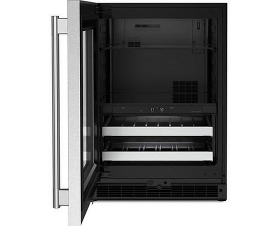 KitchenAid 4.8 Cu. Ft. Undercounter Beverage Center With Glass Door And Wood-Front Racks - KUBL524SSB