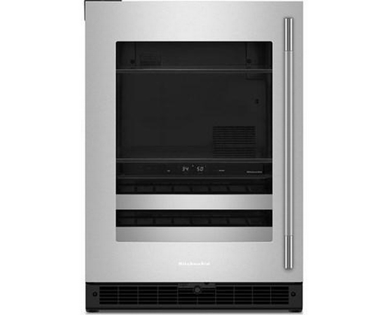 KitchenAid 4.8 Cu. Ft. Undercounter Beverage Center With Glass Door And Wood-Front Racks - KUBL524SSB