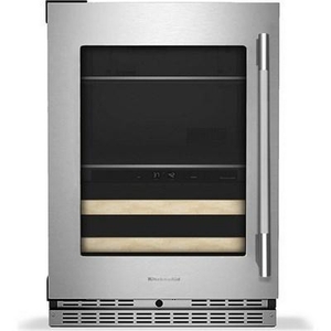 KitchenAid 4.8 Cu. Ft. Undercounter Beverage Center With Glass Door And Wood-Front Racks - KUBL524SPS