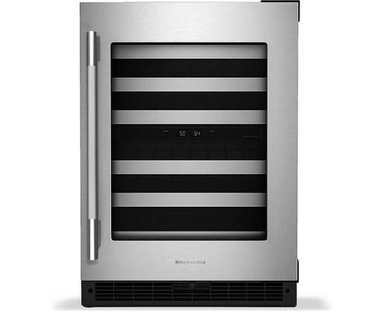KitchenAid 46-Bottle Undercounter Wine Cellar With Full-Extension Metal-Front Racks - KUWR324SSB