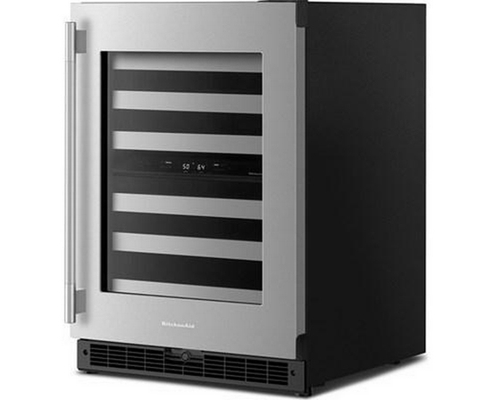 KitchenAid 46-Bottle Undercounter Wine Cellar With Full-Extension Metal-Front Racks - KUWR324SSB