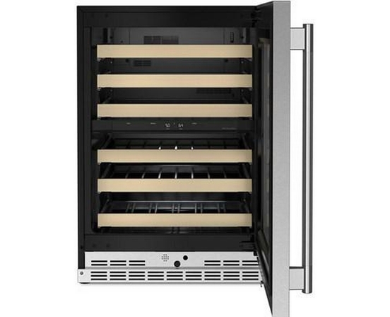 KitchenAid 46-Bottle Undercounter Wine Cellar With Full-Extension Wood-Front Racks - KUWR524SPS