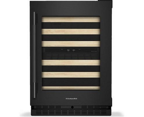 KitchenAid 46-Bottle Undercounter Wine Cellar With Full-Extension Wood-Front Racks - KUWR524SBE