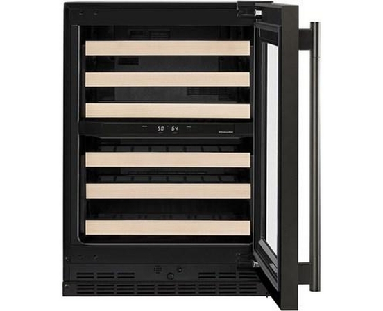 KitchenAid 46-Bottle Undercounter Wine Cellar With Full-Extension Wood-Front Racks - KUWR524SBE
